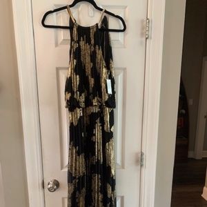 Gold and Black Grecian Style Formal Dress